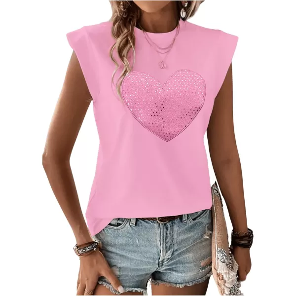 SweatyRocks Women's Sparkly Glitter Graphic Pattern Tee Shirt Cap Sleeve Crewneck Summer Tops