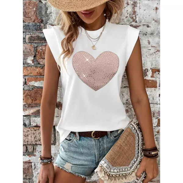SweatyRocks Women's Sparkly Glitter Graphic Pattern Tee Shirt Cap Sleeve Crewneck Summer Tops