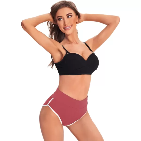 SweatyRocks Women's Sporty Elastic Waist Contrast Binding Booty Workout Biker Shorts