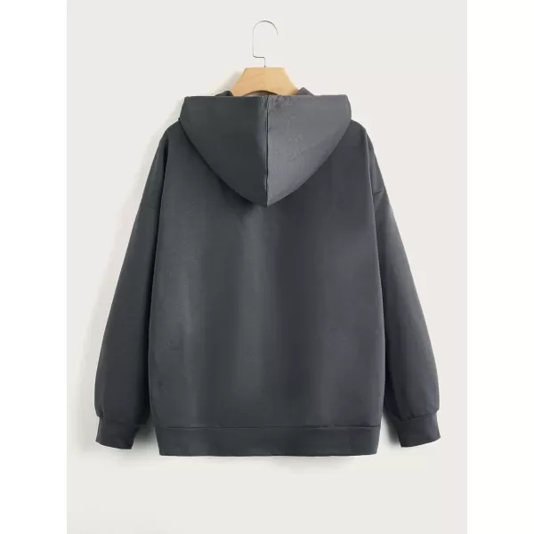 SweatyRocks Women's Star Print Zip Up Oversize Long Sleeve Casual Pocket Drawstring Hoodie