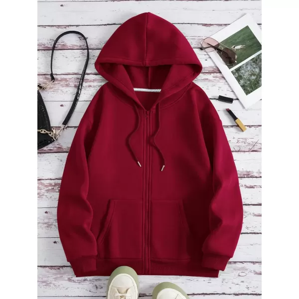 SweatyRocks Women's Star Print Zip Up Oversize Long Sleeve Casual Pocket Drawstring Hoodie
