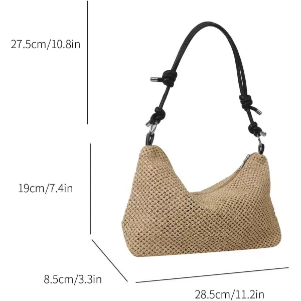 SweatyRocks Women's Straw Bag Paper Knot Strap Handle Zipper Shoulder Bag Summer Beach Weave Tote Bags
