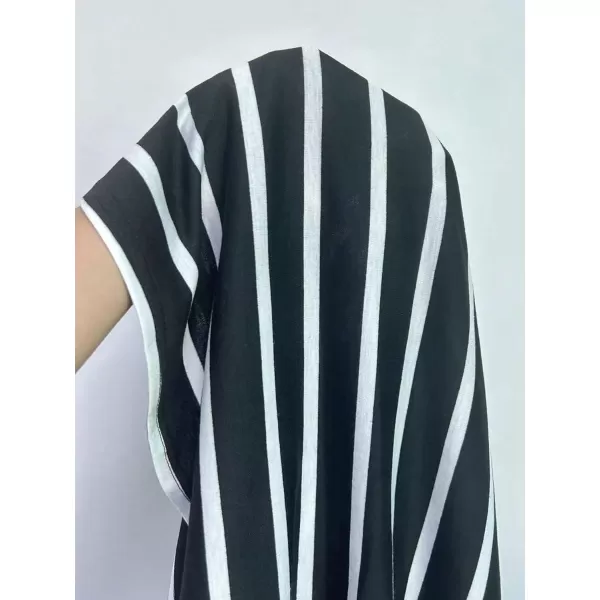 SweatyRocks Women's Striped Print 3/4 Sleeve Tee Scoop Neck Drop Shoulder T Shirts