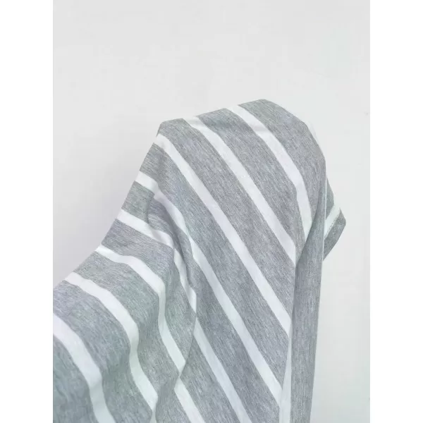 SweatyRocks Women's Striped Print 3/4 Sleeve Tee Scoop Neck Drop Shoulder T Shirts