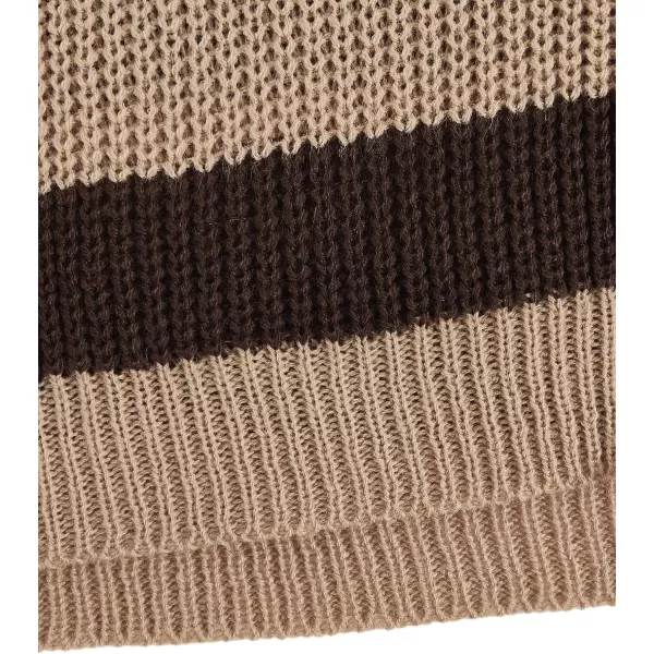 SweatyRocks Women's Striped Round Neck Drop Shoulder Crop Sweater Long Sleeve Knitted Top