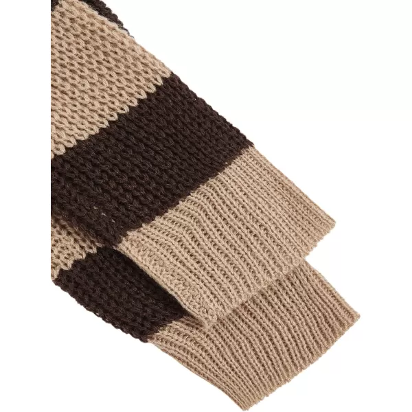 SweatyRocks Women's Striped Round Neck Drop Shoulder Crop Sweater Long Sleeve Knitted Top