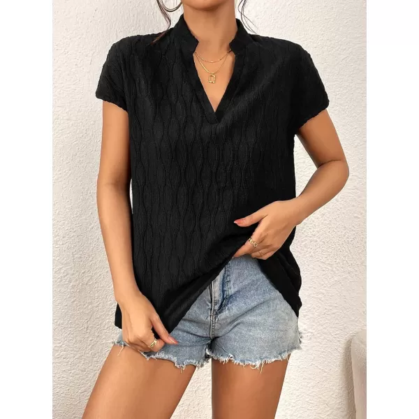 SweatyRocks Women's Summer Dressy Casual Blouse Short Sleeve V Neck Work Blouse Top