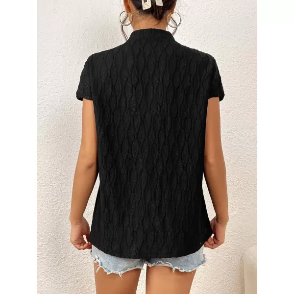 SweatyRocks Women's Summer Dressy Casual Blouse Short Sleeve V Neck Work Blouse Top