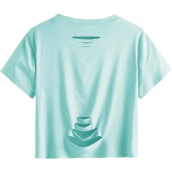 SweatyRocks Women's Summer Short Sleeve Tee Distressed Ripped Crop T-Shirt Tops