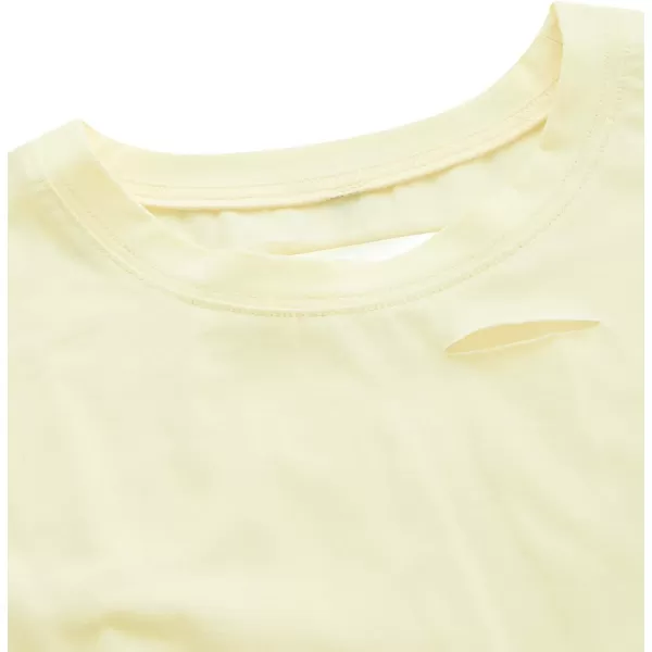 SweatyRocks Women's Summer Short Sleeve Tee Distressed Ripped Crop T-Shirt Tops
