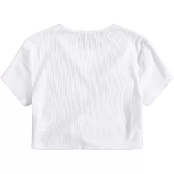 SweatyRocks Women's Summer Short Sleeve Tee Distressed Ripped Crop T-Shirt Tops