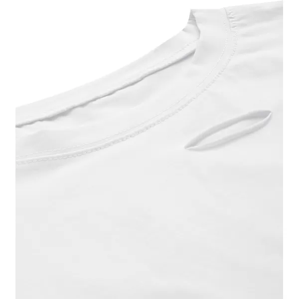 SweatyRocks Women's Summer Short Sleeve Tee Distressed Ripped Crop T-Shirt Tops