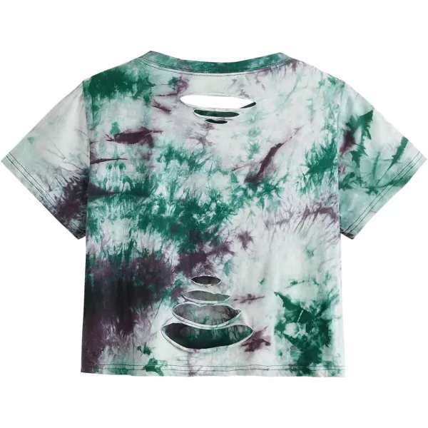 SweatyRocks Women's Summer Short Sleeve Tee Distressed Ripped Crop T-Shirt Tops