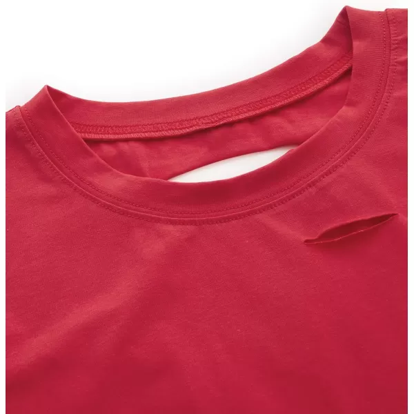 SweatyRocks Women's Summer Short Sleeve Tee Distressed Ripped Crop T-Shirt Tops