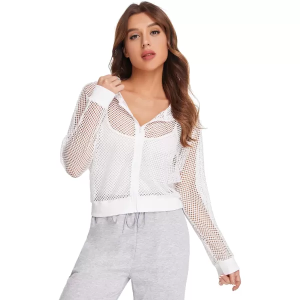 SweatyRocks Women's Summer Zip Up Light Weight Long Sleeve Mesh Bomber Jacket