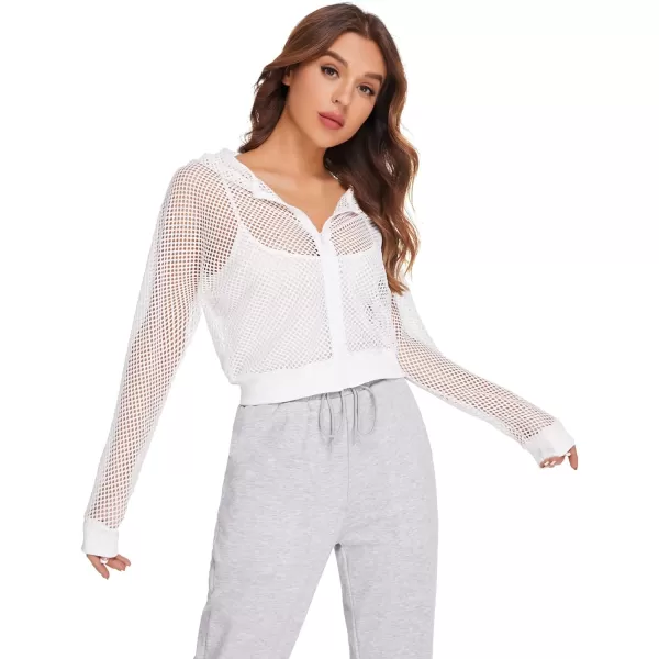SweatyRocks Women's Summer Zip Up Light Weight Long Sleeve Mesh Bomber Jacket