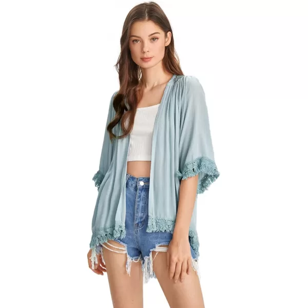SweatyRocks Women's Tassel Kimono Fringe Cardigan Beachwear Cover up