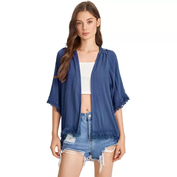 SweatyRocks Women's Tassel Kimono Fringe Cardigan Beachwear Cover up