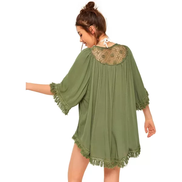 SweatyRocks Women's Tassel Kimono Fringe Cardigan Beachwear Cover up