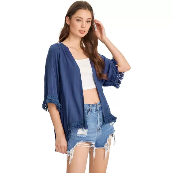 SweatyRocks Women's Tassel Kimono Fringe Cardigan Beachwear Cover up