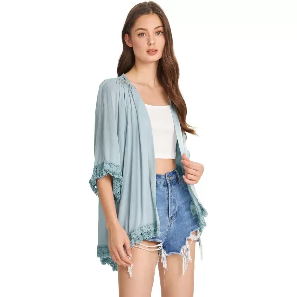 SweatyRocks Women's Tassel Kimono Fringe Cardigan Beachwear Cover up