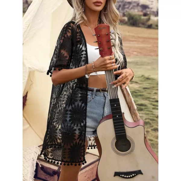 SweatyRocks Women's Tassel Kimono Fringe Cardigan Beachwear Cover up