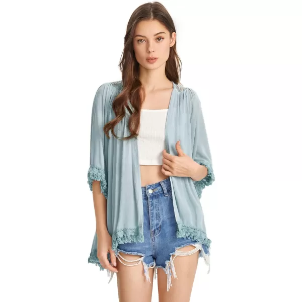 SweatyRocks Women's Tassel Kimono Fringe Cardigan Beachwear Cover up