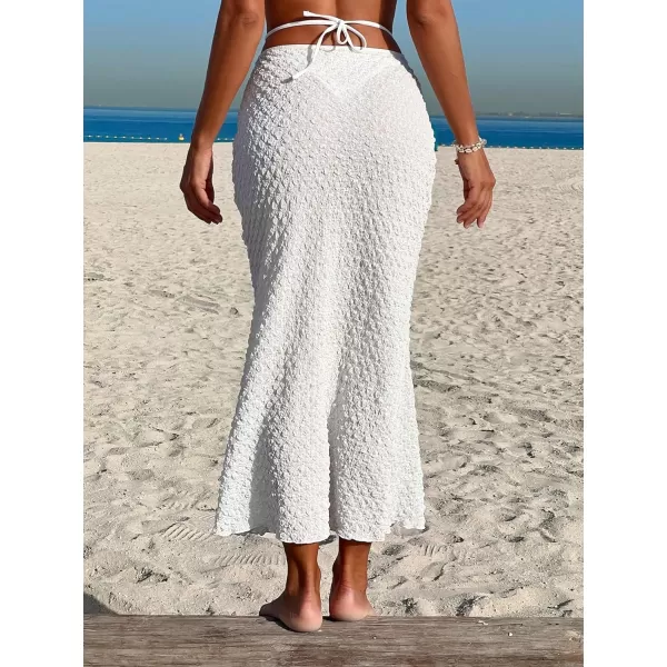 SweatyRocks Women's Textured Cut Out Cover Up Skirt Slim Fit Tie Back Long Beach Skirts
