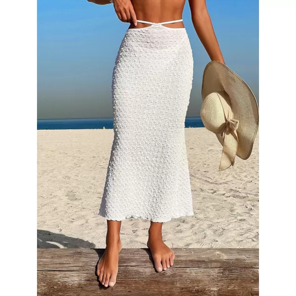 SweatyRocks Women's Textured Cut Out Cover Up Skirt Slim Fit Tie Back Long Beach Skirts