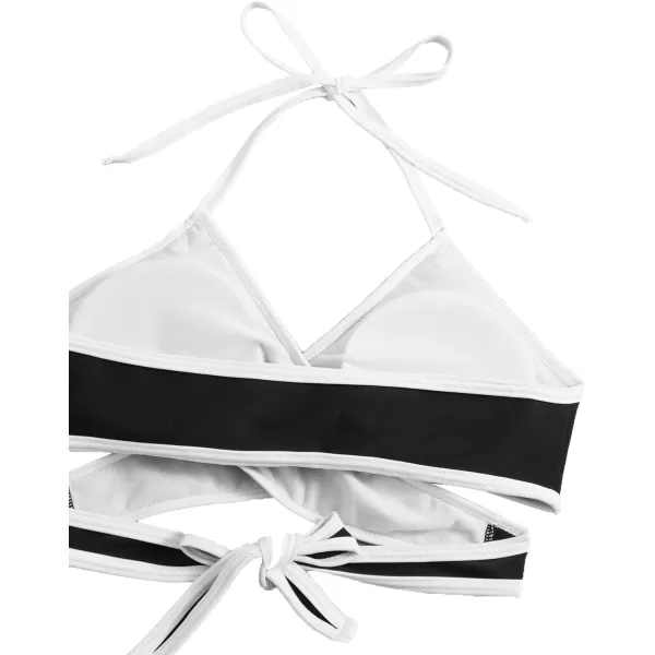 SweatyRocks Women's Three Piece Swimsuit Leaf Print Wrap Halter Top with Shorts Bikini Set