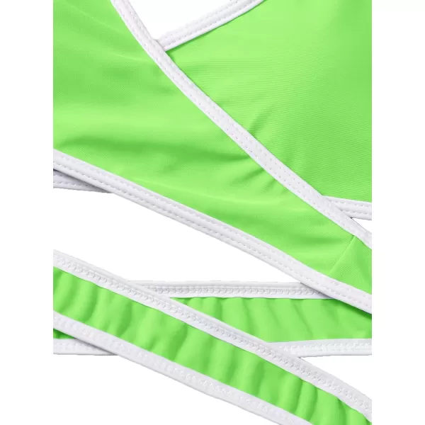 SweatyRocks Women's Three Piece Swimsuit Leaf Print Wrap Halter Top with Shorts Bikini Set