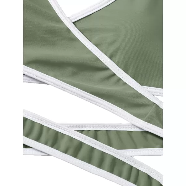 SweatyRocks Women's Three Piece Swimsuit Leaf Print Wrap Halter Top with Shorts Bikini Set