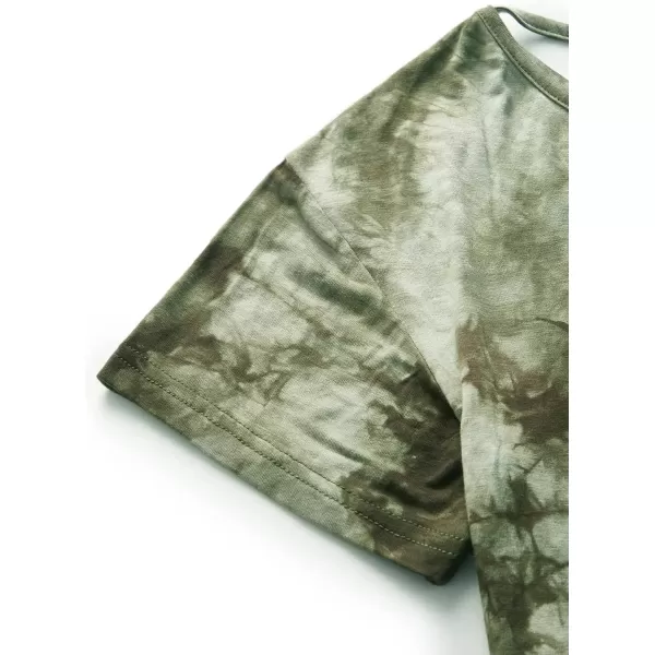 SweatyRocks Women's Tie Dye Criss Cross Back Short Sleeve Crop Summer T Shirt