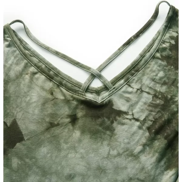 SweatyRocks Women's Tie Dye Criss Cross Back Short Sleeve Crop Summer T Shirt