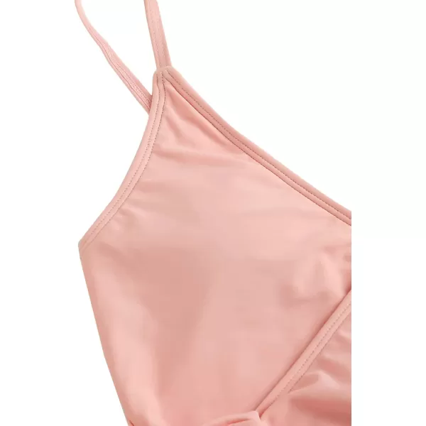 SweatyRocks Women's Two Pieces Swimsuit Solid Color Tie Side Top High Waisted Bikini Set
