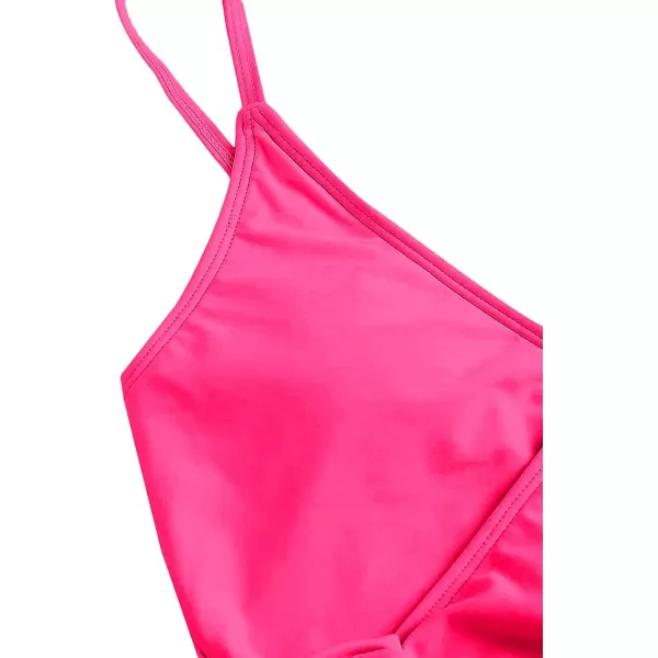 SweatyRocks Women's Two Pieces Swimsuit Solid Color Tie Side Top High Waisted Bikini Set
