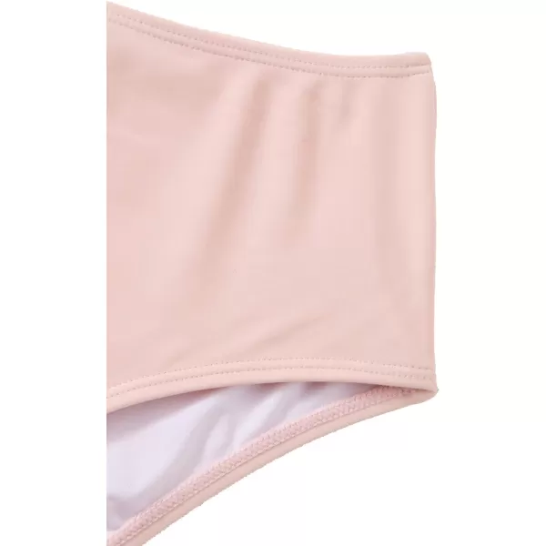 SweatyRocks Women's Two Pieces Swimsuit Solid Color Tie Side Top High Waisted Bikini Set