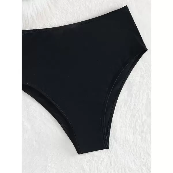 SweatyRocks Women's Two Pieces Swimsuit Solid Color Tie Side Top High Waisted Bikini Set