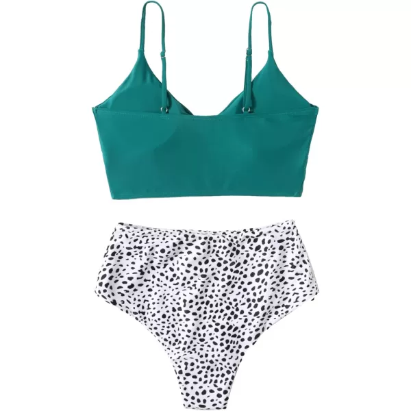 SweatyRocks Women's Two Pieces Swimsuit Solid Color Tie Side Top High Waisted Bikini Set