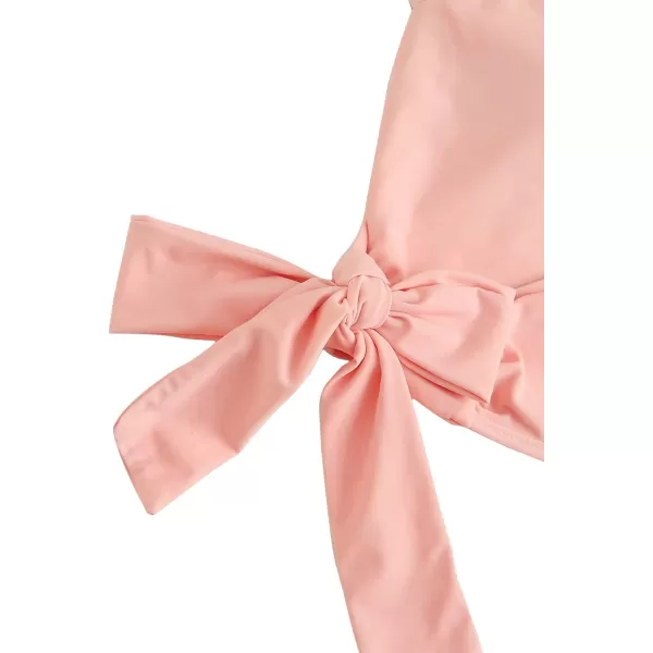 SweatyRocks Women's Two Pieces Swimsuit Solid Color Tie Side Top High Waisted Bikini Set
