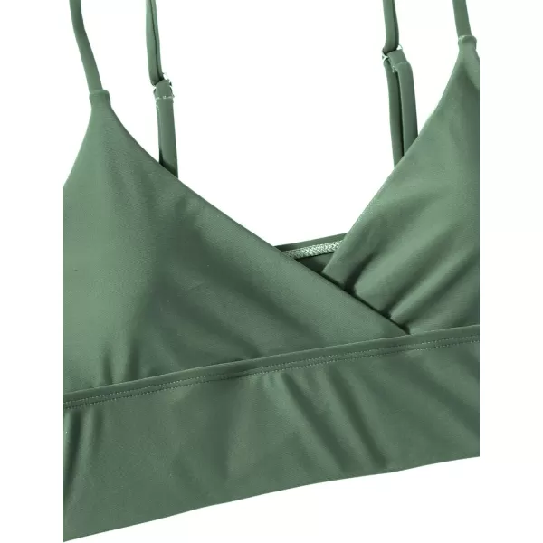 SweatyRocks Women's Two Pieces Swimsuit Solid Color Tie Side Top High Waisted Bikini Set