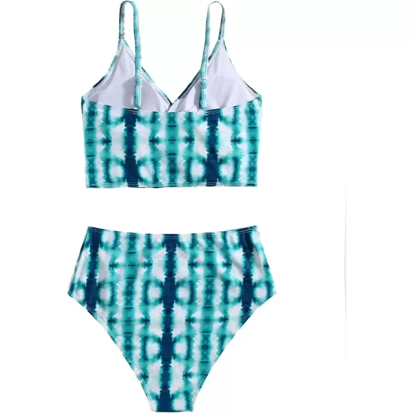 SweatyRocks Women's Two Pieces Swimsuit Solid Color Tie Side Top High Waisted Bikini Set