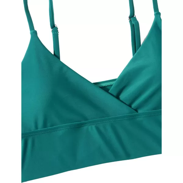 SweatyRocks Women's Two Pieces Swimsuit Solid Color Tie Side Top High Waisted Bikini Set