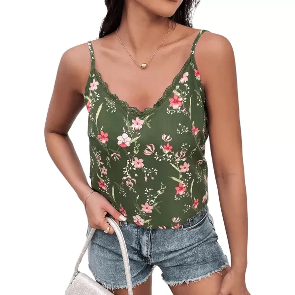 SweatyRocks Women's V Neck Floral Print Cami Tank Top Sleeveless Blouse Shirt