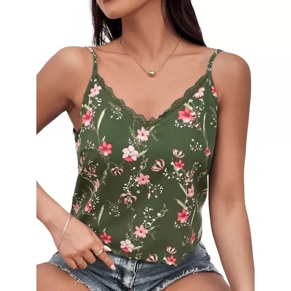 SweatyRocks Women's V Neck Floral Print Cami Tank Top Sleeveless Blouse Shirt