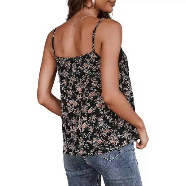 SweatyRocks Women's V Neck Floral Print Cami Tank Top Sleeveless Blouse Shirt