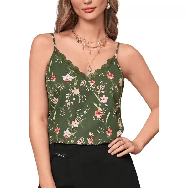 SweatyRocks Women's V Neck Floral Print Cami Tank Top Sleeveless Blouse Shirt