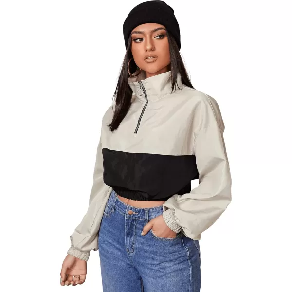 SweatyRocks Women's Windbreaker,Half Zip