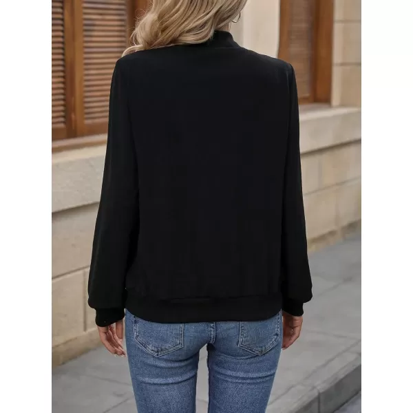 SweatyRocks Women's Zip Up Long Sleeve Bomber Jacket Casual Collared Outwear Coat