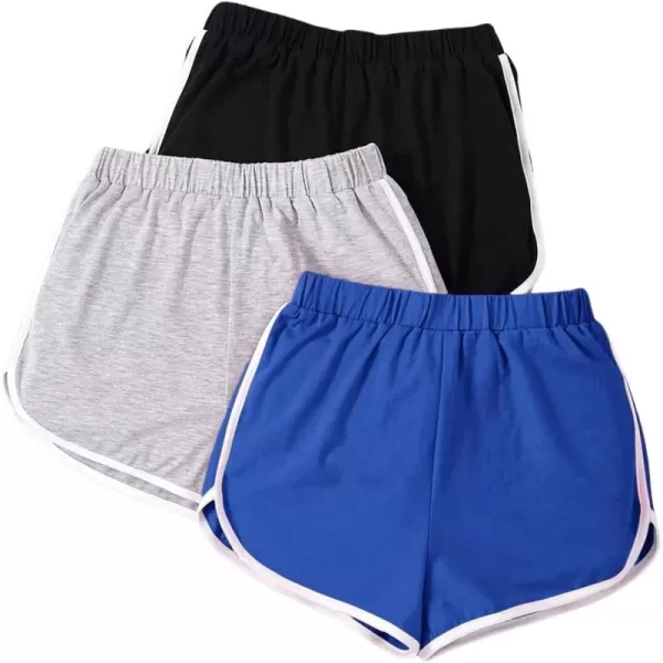 SweatyRocks Girl's 3 Pack Athletic Shorts Active Running Dolphin Shorts